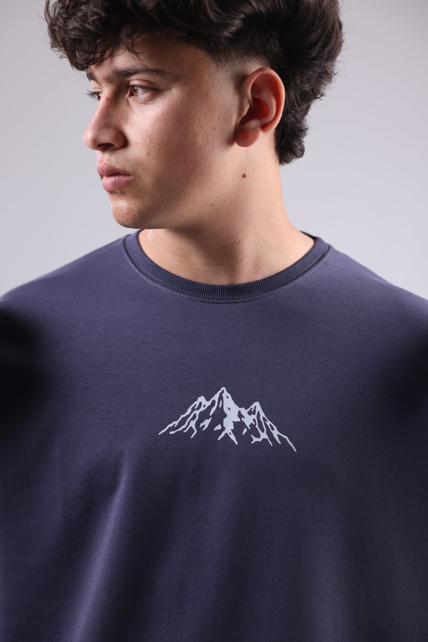 Steel Gray Printed Men Tee