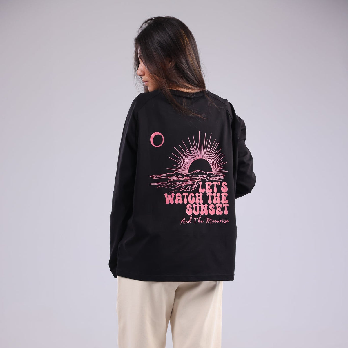 Long Sleeve Black Printed Tee