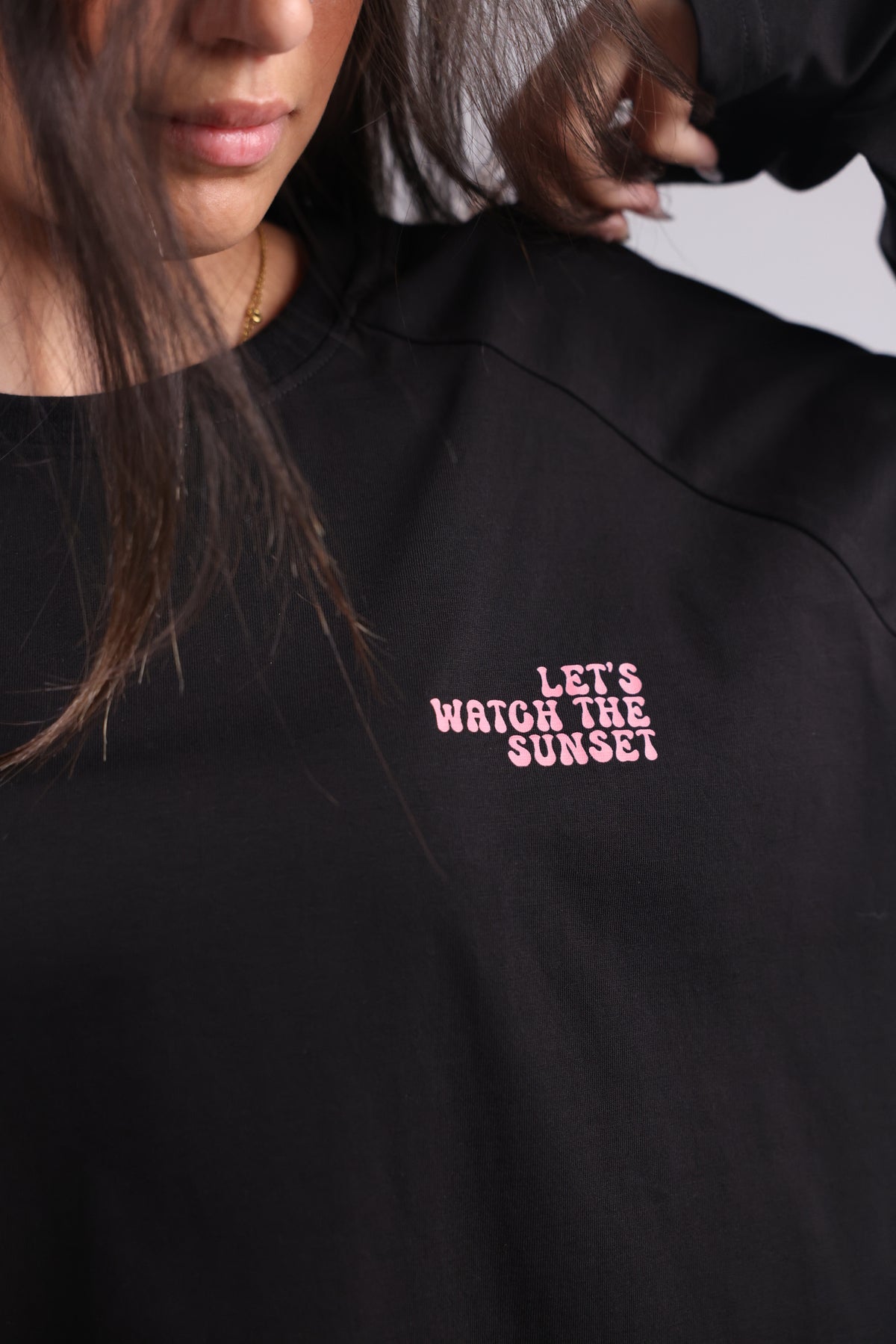 Long Sleeve Black Printed Tee
