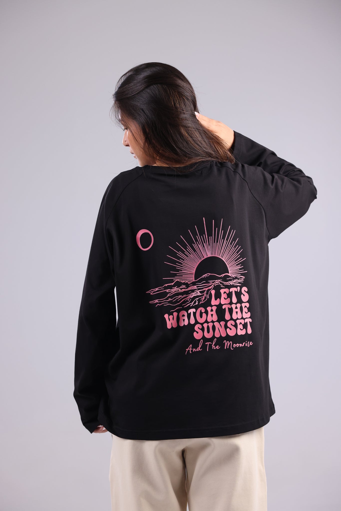 Long Sleeve Black Printed Tee