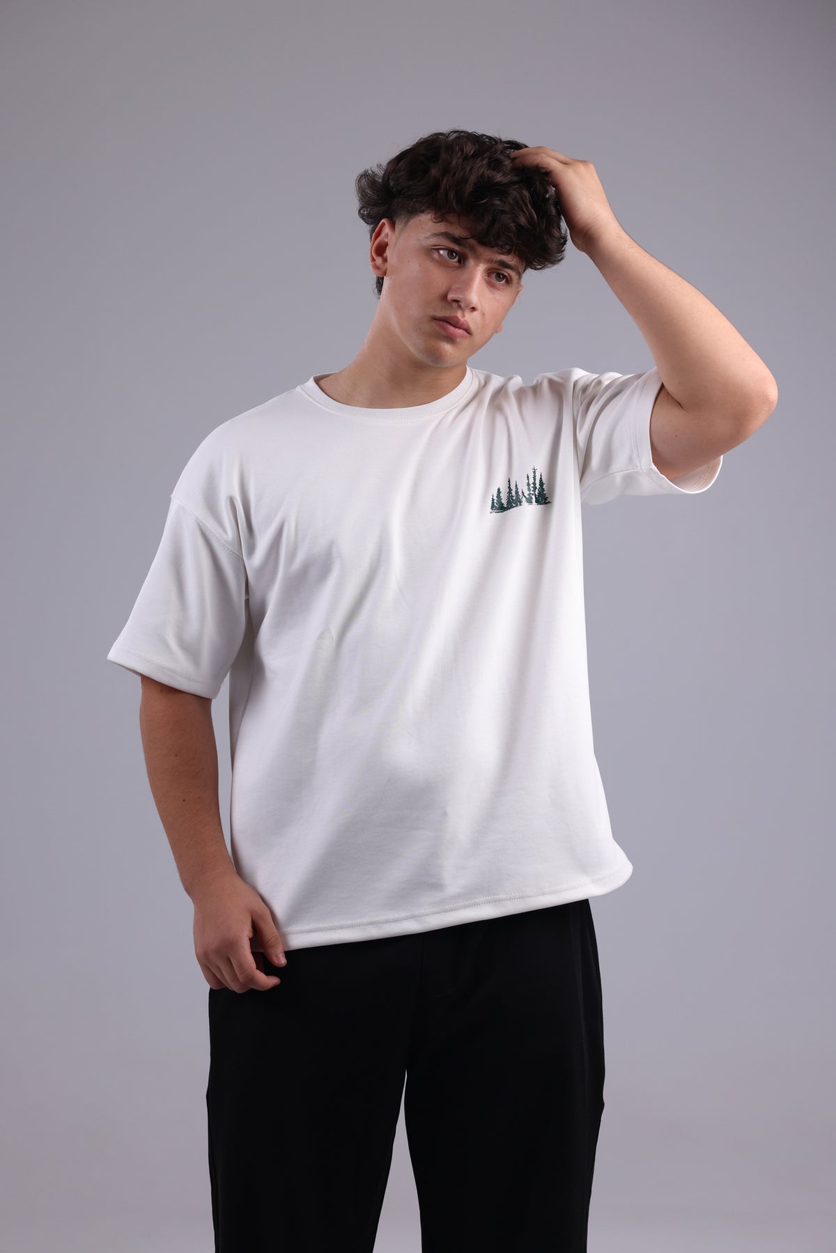 White Printed Men Tee