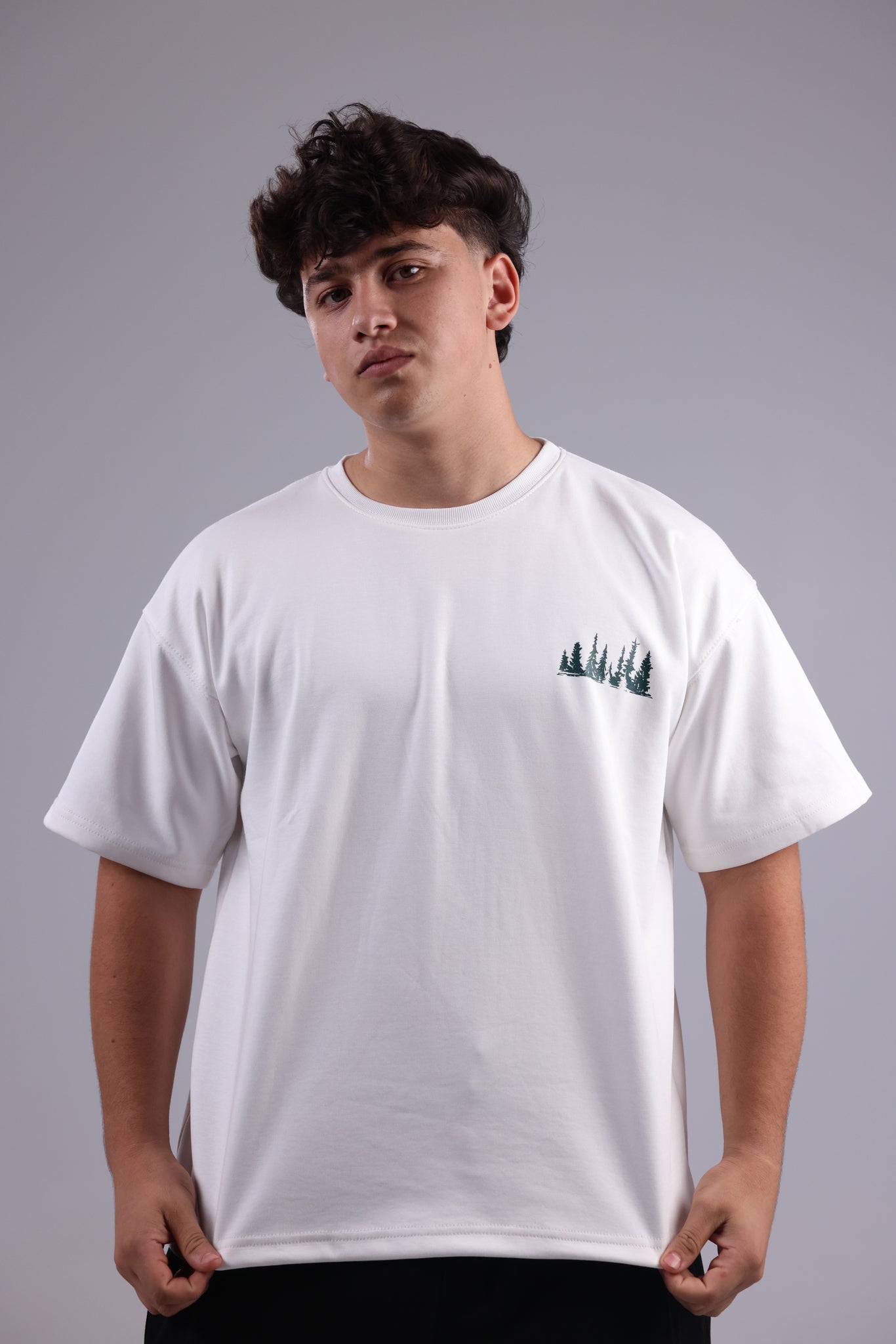 White Printed Men Tee
