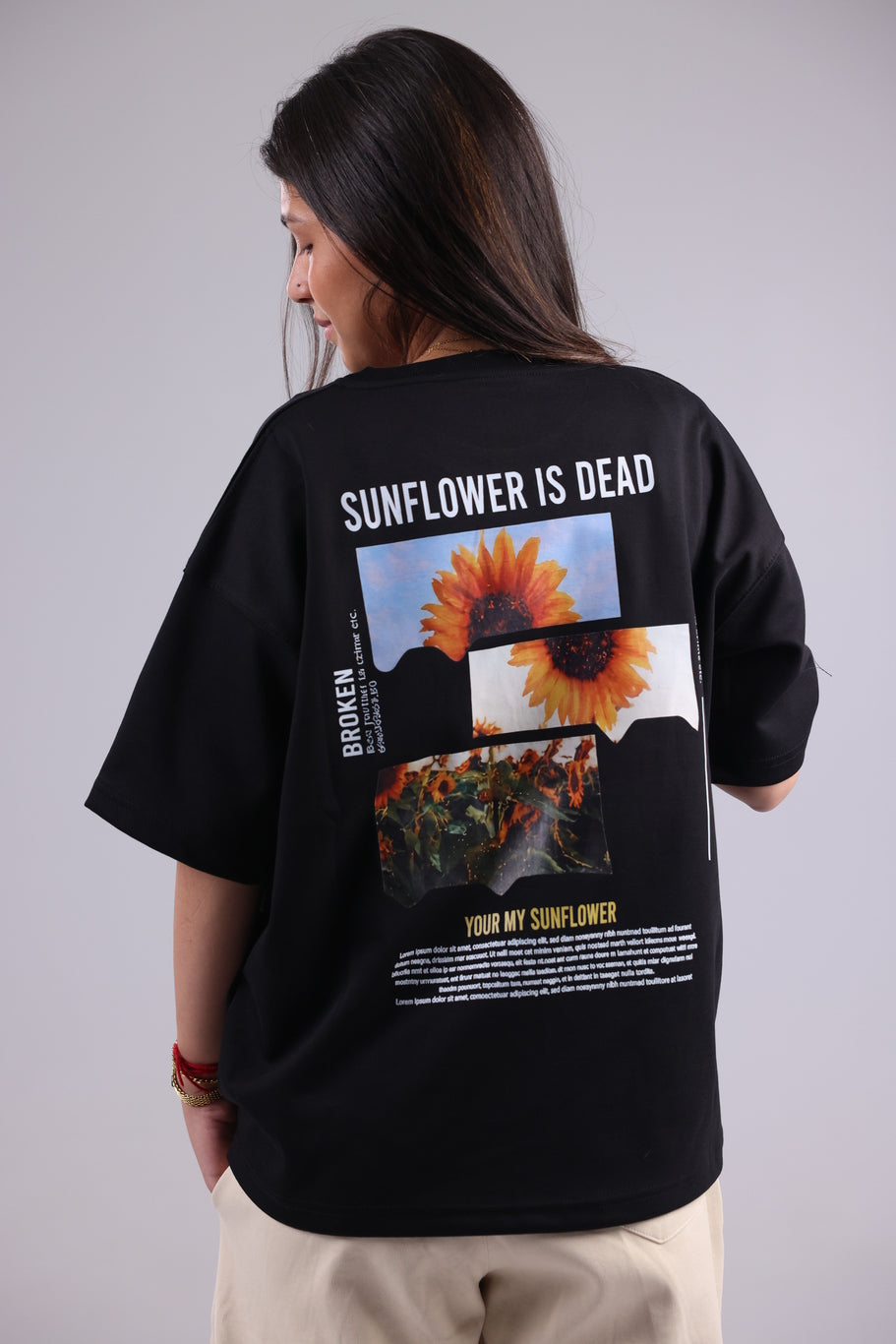 Black Printed Women Tee