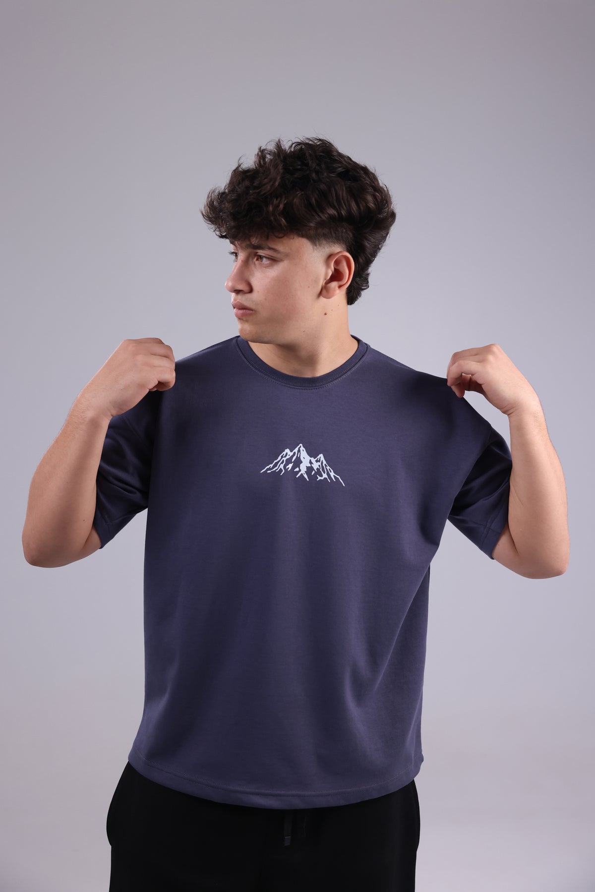 Steel Gray Printed Men Tee