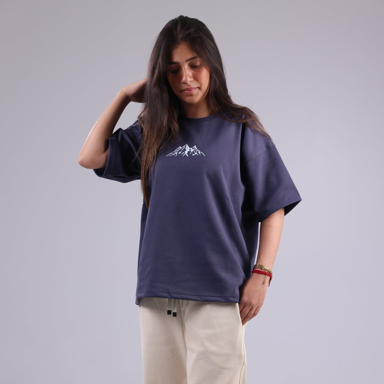 Steel Gray Printed Women Tee