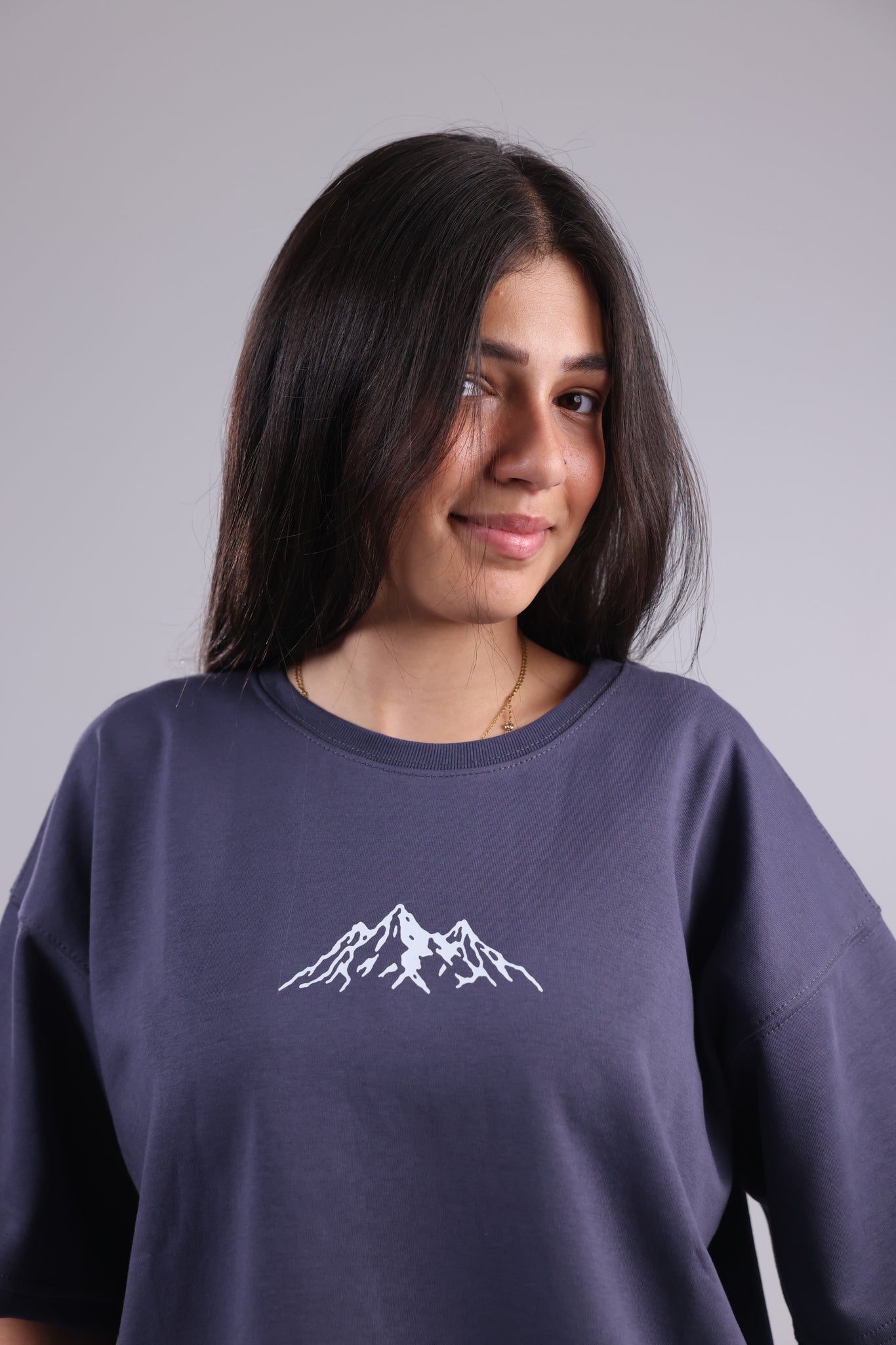 Steel Gray Printed Women Tee