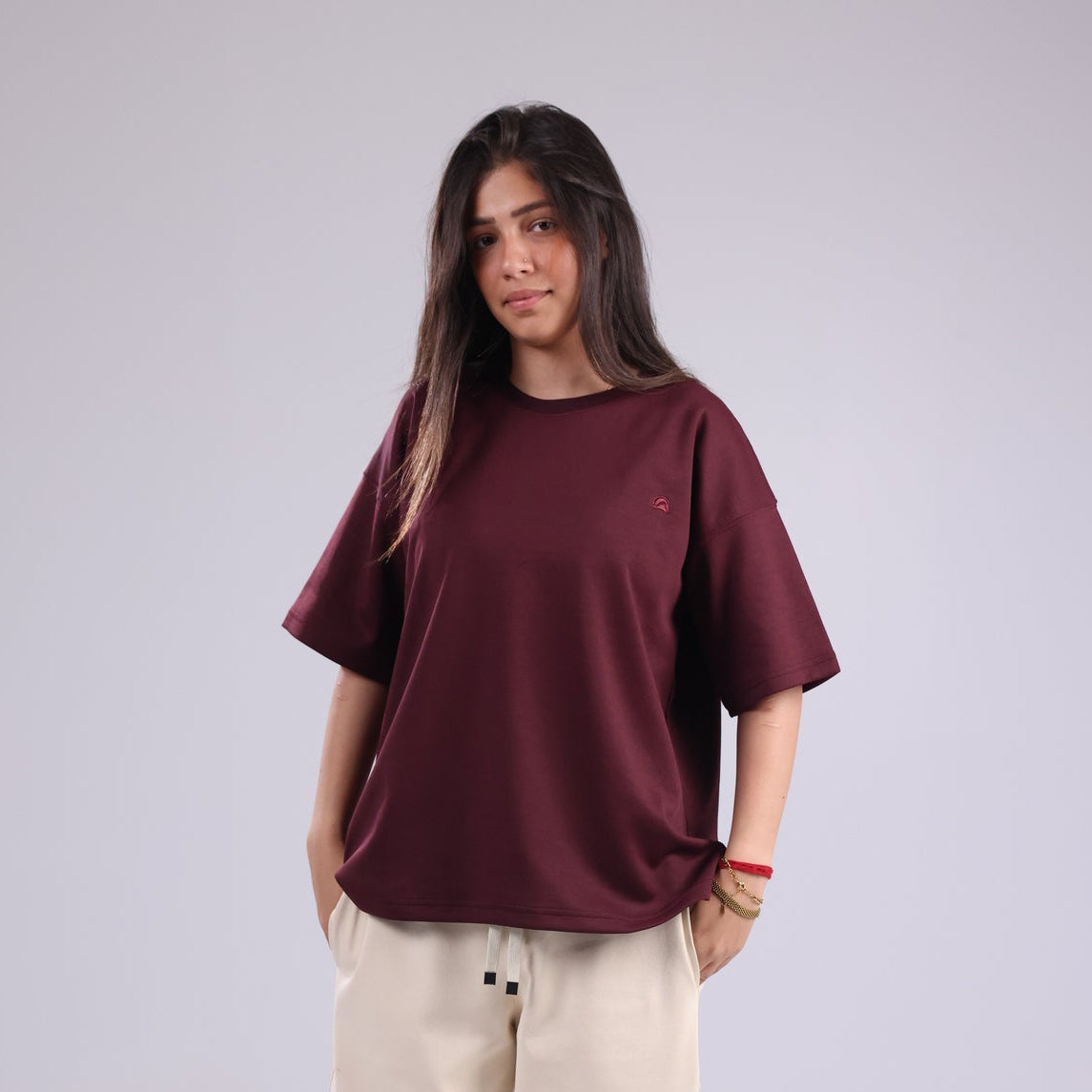 Burgundy Basic Women Tee