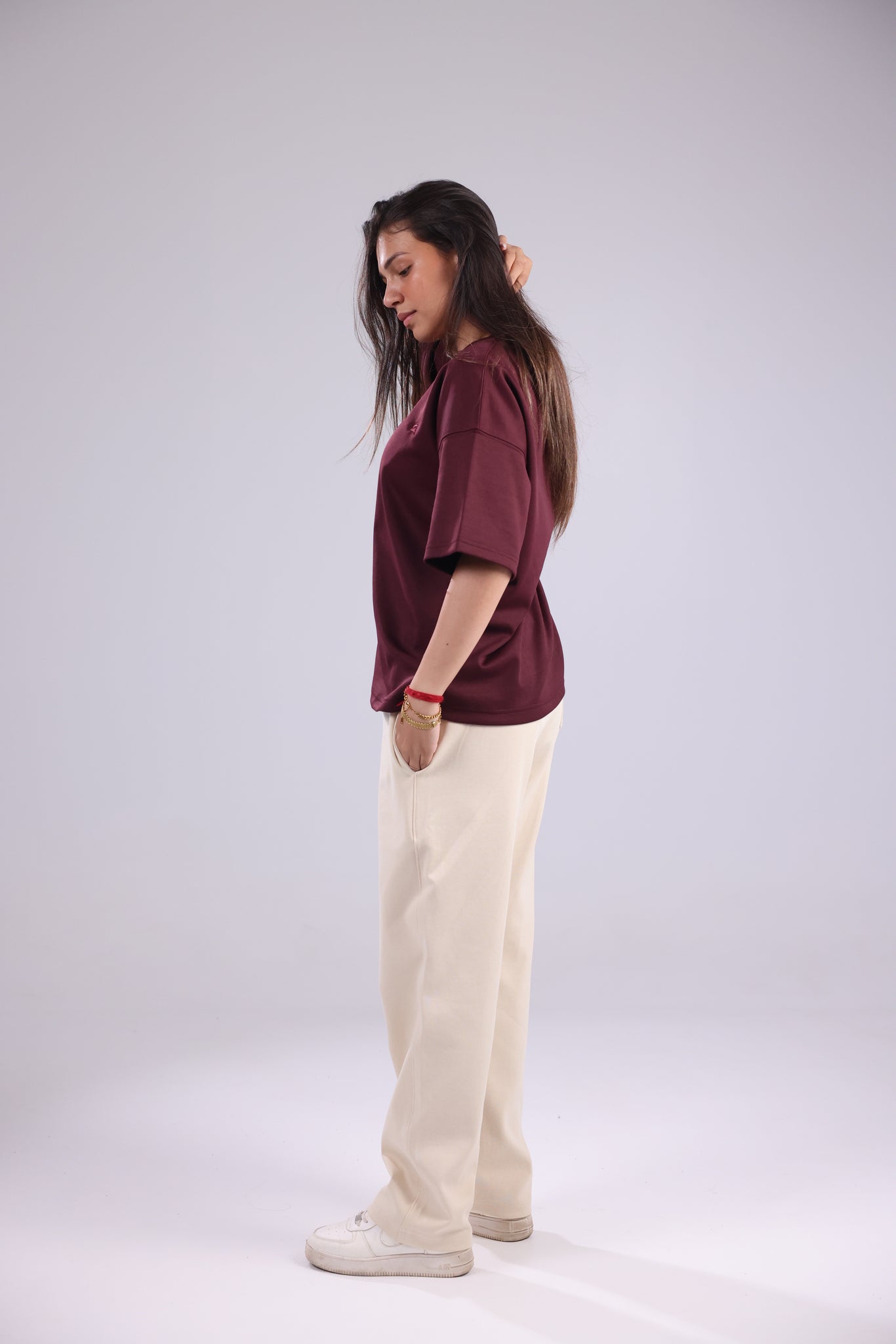 Burgundy Basic Women Tee