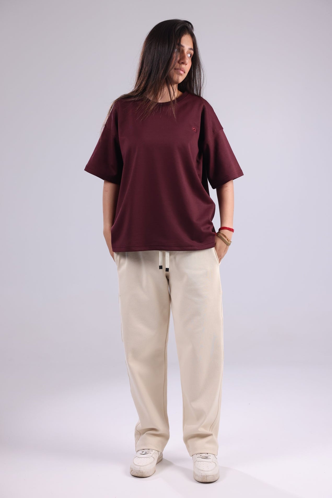 Burgundy Basic Women Tee