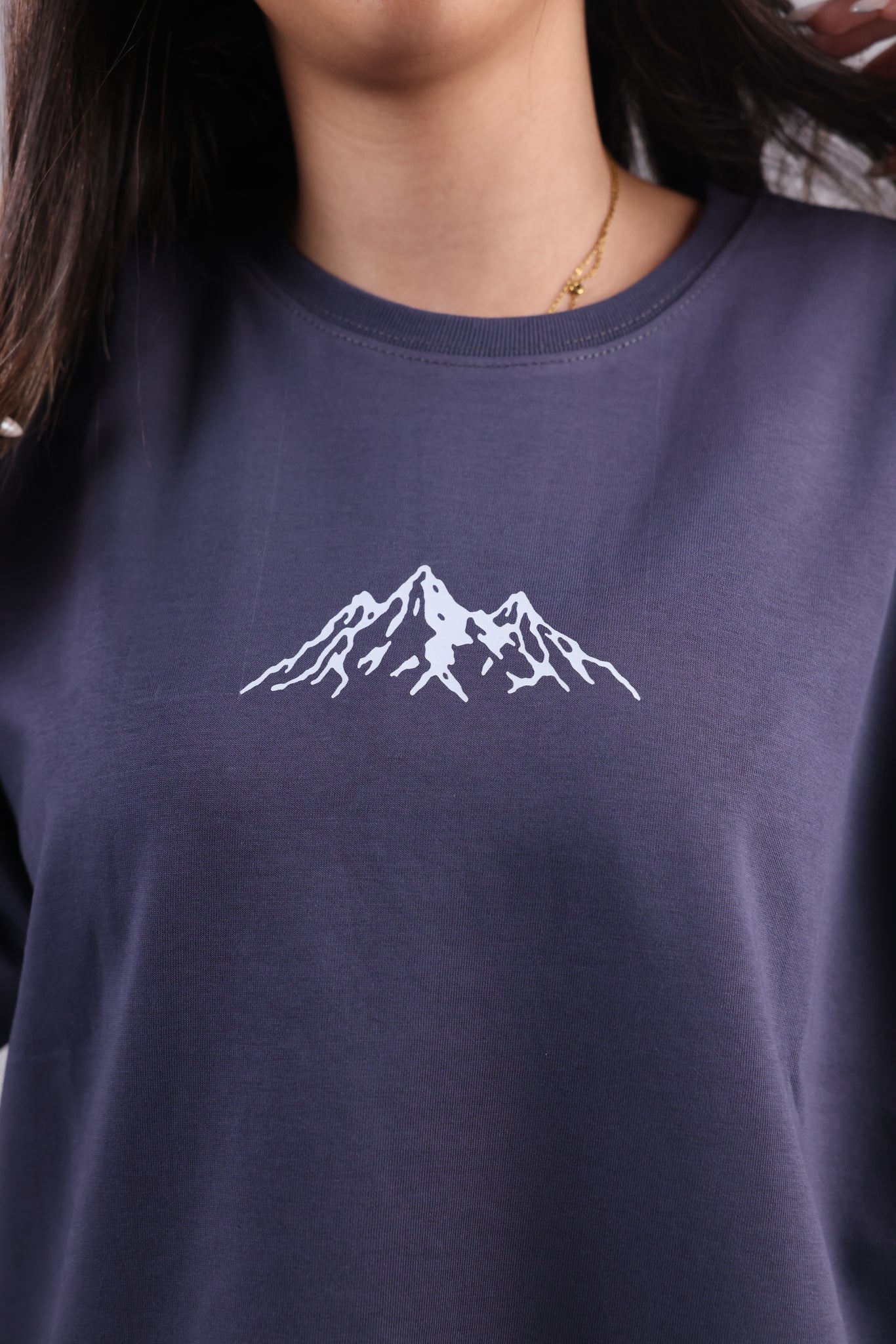 Steel Gray Printed Women Tee