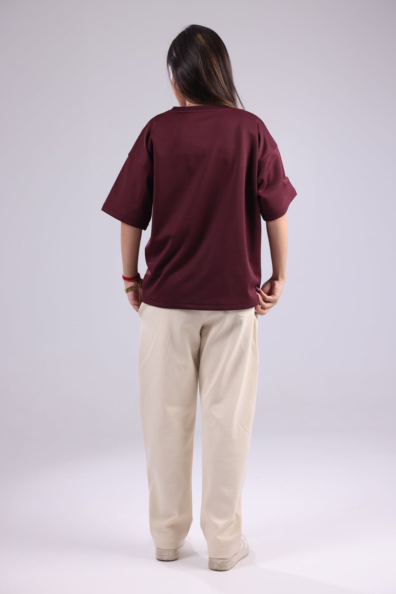 Burgundy Basic Women Tee