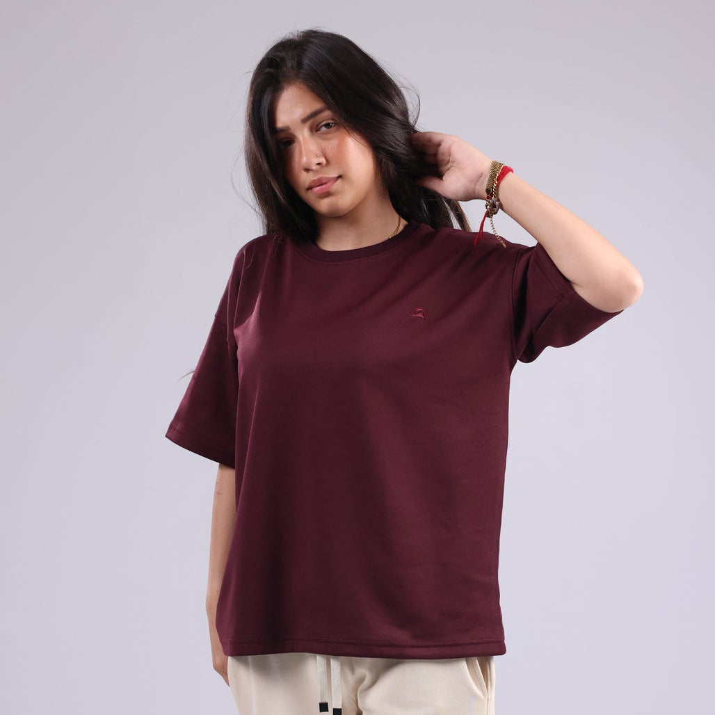 Burgundy Basic Women Tee