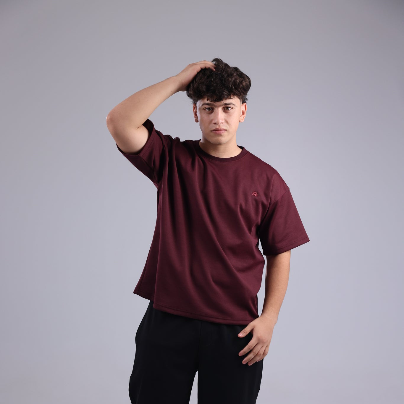 Burgundy Printed Men Tee