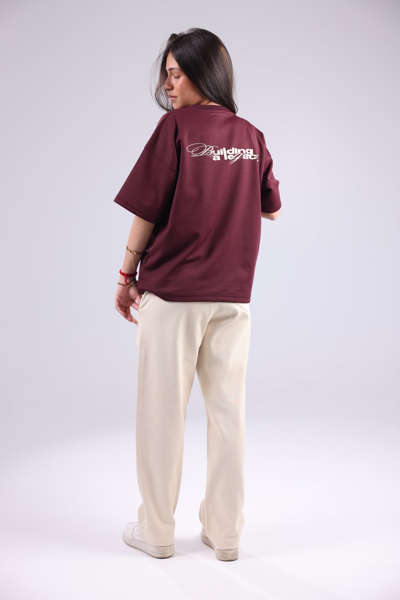 Burgundy Printed Women Tee