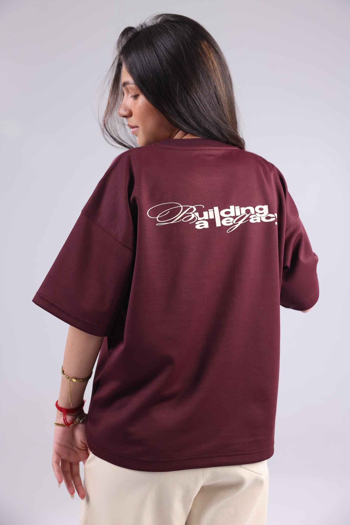 Burgundy Printed Women Tee