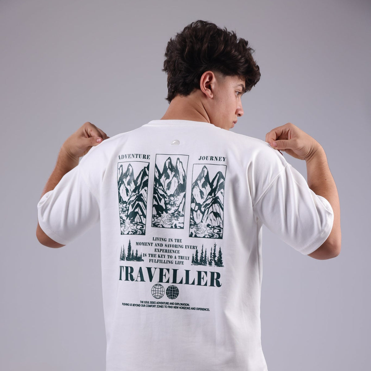 White Printed Men Tee