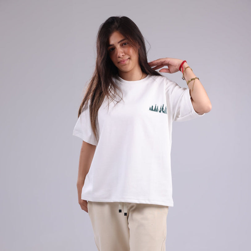 White Printed Women Tee